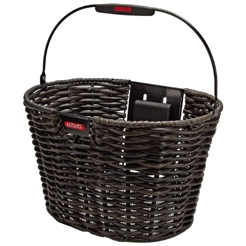 Front wheel basket KLICKFIX braided oval Premium brown Bikeshop coarsely | STRUCTURA black